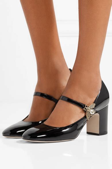 gucci embellished patent leather pumps|net a porter gucci pumps.